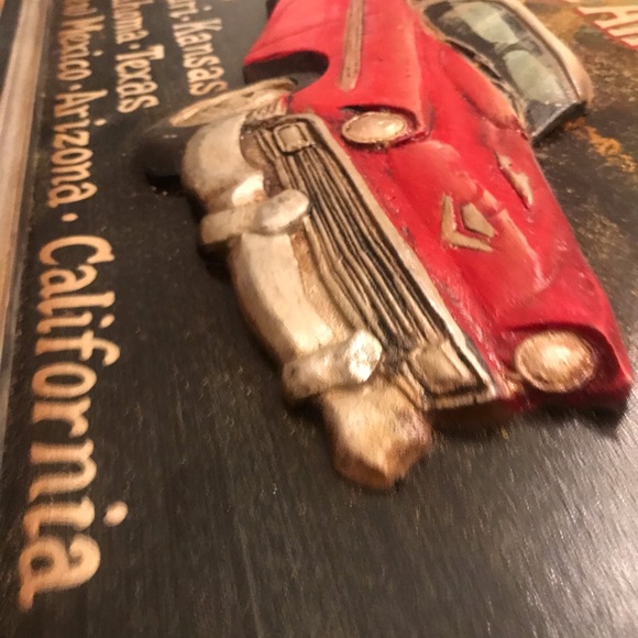 2 Wood Carved Route 66 and Main Street America Pic - Picture 3 of 4